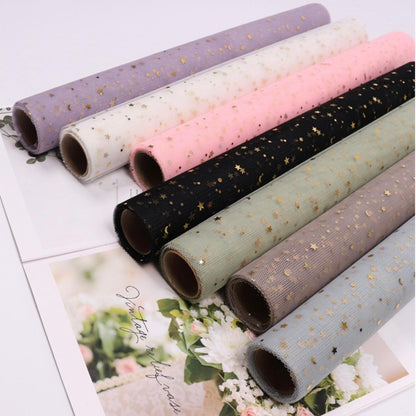 MS2 STAR Kertas Buket Jaring Roll Motif Bintang Bulan/Flower Wrapping Paper