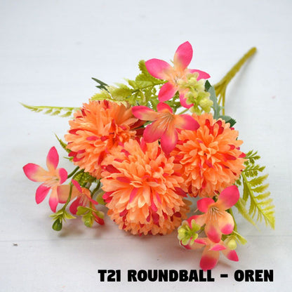 Bouquet bunga T21 ROUNDBALL Artifisial Dekorasi Tanaman Palsu Hiasan