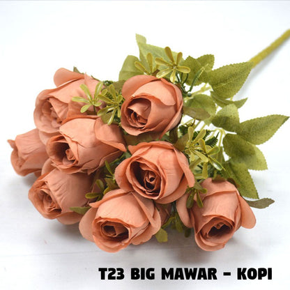 Bouquet bunga T23 BIG MAWAR Artifisial Dekorasi Tanaman Palsu Hiasan