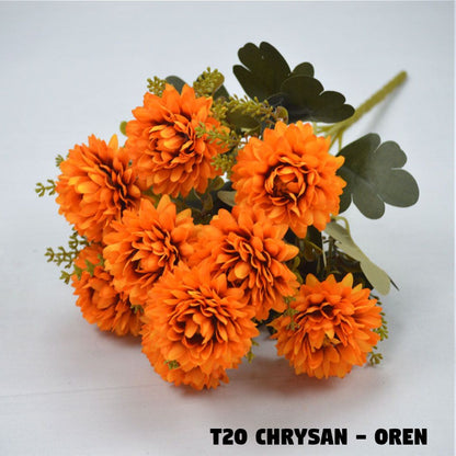 Bouquet bunga T20 CHRYSAN Artifisial Dekorasi Tanaman Palsu Hiasan