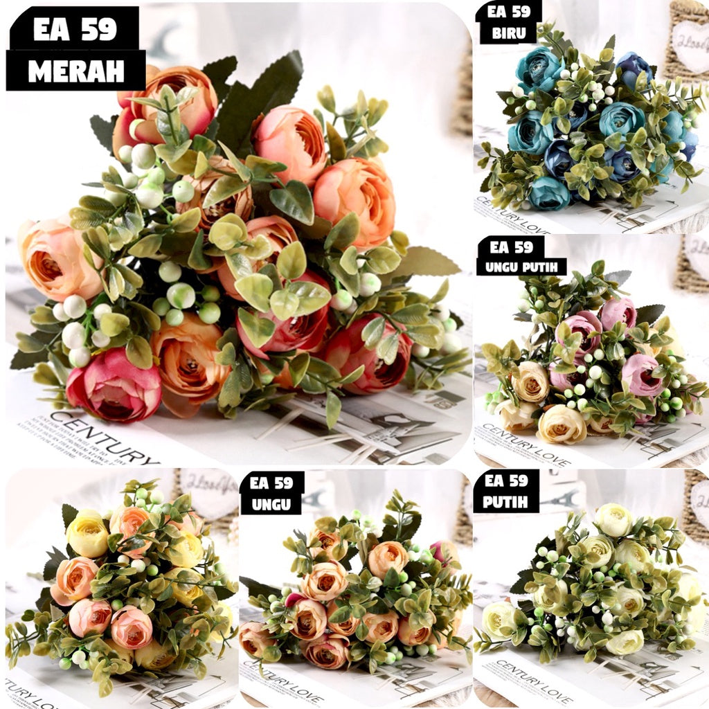 Bouquet bunga EA59 ITALY BUD Artifisial Tanaman Dekorasi