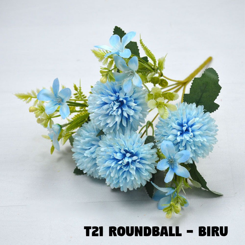 Bouquet bunga T21 ROUNDBALL Artifisial Dekorasi Tanaman Palsu Hiasan