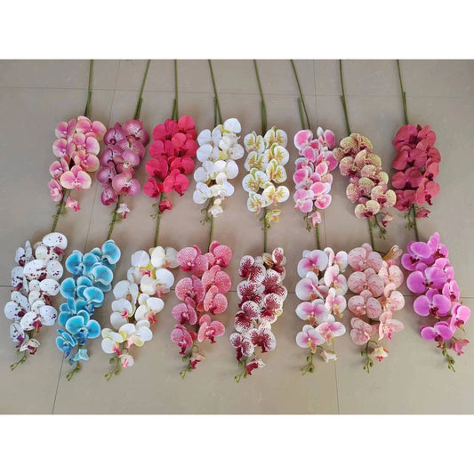 3D Orchid 105cm Bunga Anggrek  Latex Premium Tebal Orchid Flower Real Touch 9 Kuntum Hiasan Dekorasi Palsu Plastik