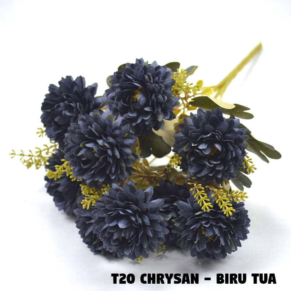 Bouquet bunga T20 CHRYSAN Artifisial Dekorasi Tanaman Palsu Hiasan