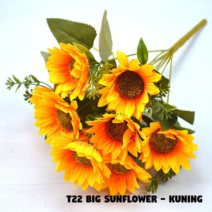 Bouquet bunga T22 BIG SUNFLOWER Artifisial Dekorasi Tanaman Palsu Hiasan