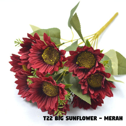 Bouquet bunga T22 BIG SUNFLOWER Artifisial Dekorasi Tanaman Palsu Hiasan