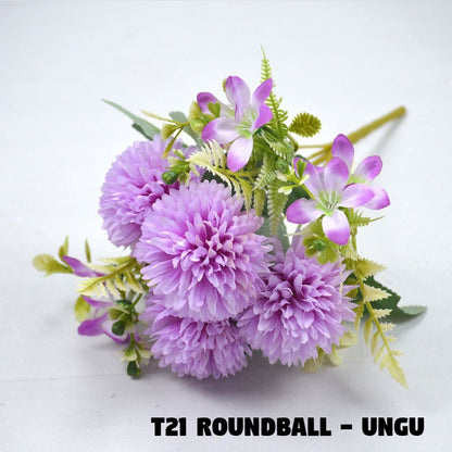 Bouquet bunga T21 ROUNDBALL Artifisial Dekorasi Tanaman Palsu Hiasan