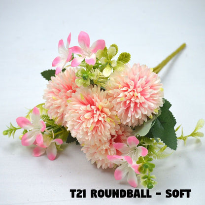 Bouquet bunga T21 ROUNDBALL Artifisial Dekorasi Tanaman Palsu Hiasan