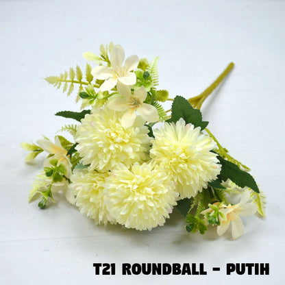 Bouquet bunga T21 ROUNDBALL Artifisial Dekorasi Tanaman Palsu Hiasan