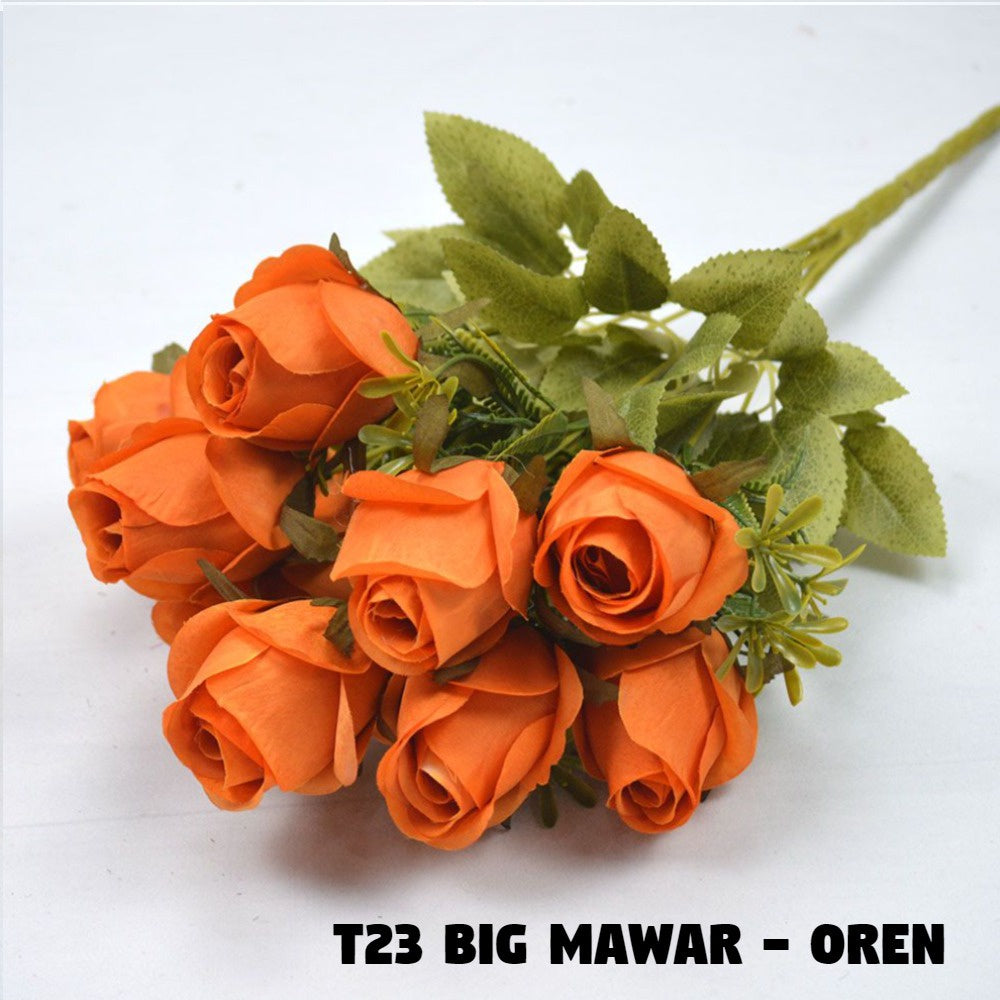 Bouquet bunga T23 BIG MAWAR Artifisial Dekorasi Tanaman Palsu Hiasan