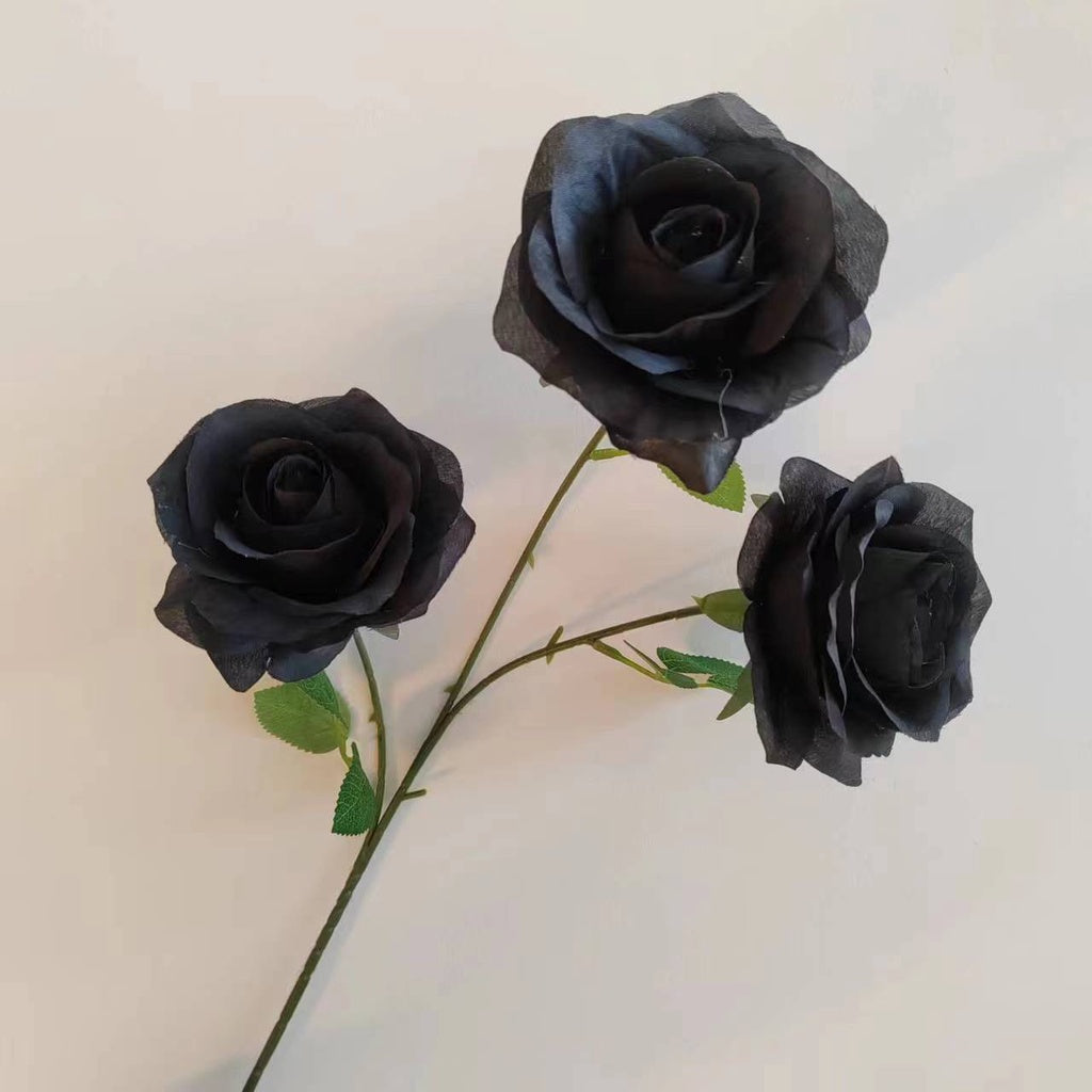 Mawar Hitam Black Rose Plastik Tanaman Artifisial Palsu Hias Dekorasi Minimalis Pernikahan