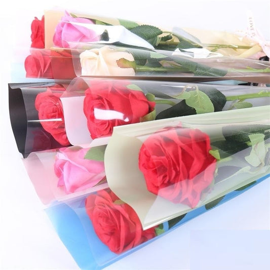 1pc Plastik Bunga Mawar 1 tangkai (ecer per lembar) / Wrapping Plastik untuk Mini Buket Rose