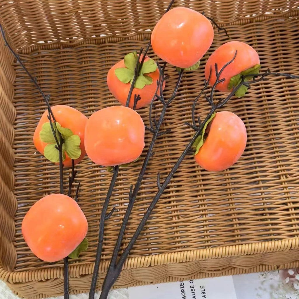 Buah Persimmon Artificial Dekorasi Hiasan Kesemak Palsu Bunga