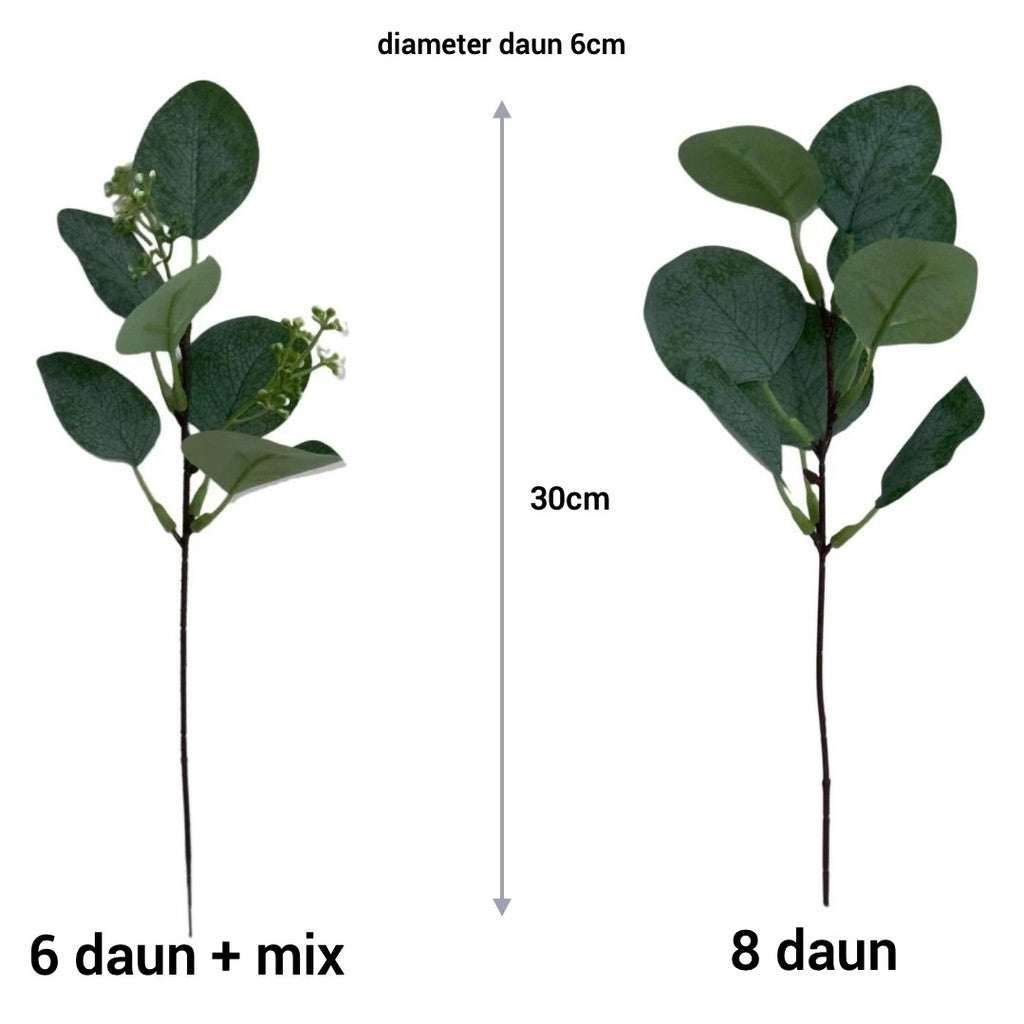 Daun Eucalyptus 30cm Single Stick Eukaliptus Dekorasi Hiasan Palsu Artificial